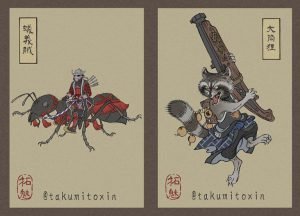 Ilustrasi Keren Yang Menggabungkan Seni Ukiyo-e Dengan Pahlawan Super Marvel 